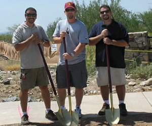 World Series Champion Geoff Jenkins breaking ground with Mike and Charlie Frat for their new custom home