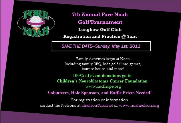 2011 4 Noah Golf Tournament to support Children's Neuroblastoma Cancer Foundation